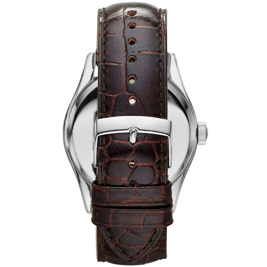 Emporio Armani Classic Beige Dial Brown Leather Strap Watch for Men - AR0645