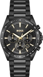 Hugo Boss Strike Chronograph Black Dial Black Steel Strap Watch for Men - 1514291