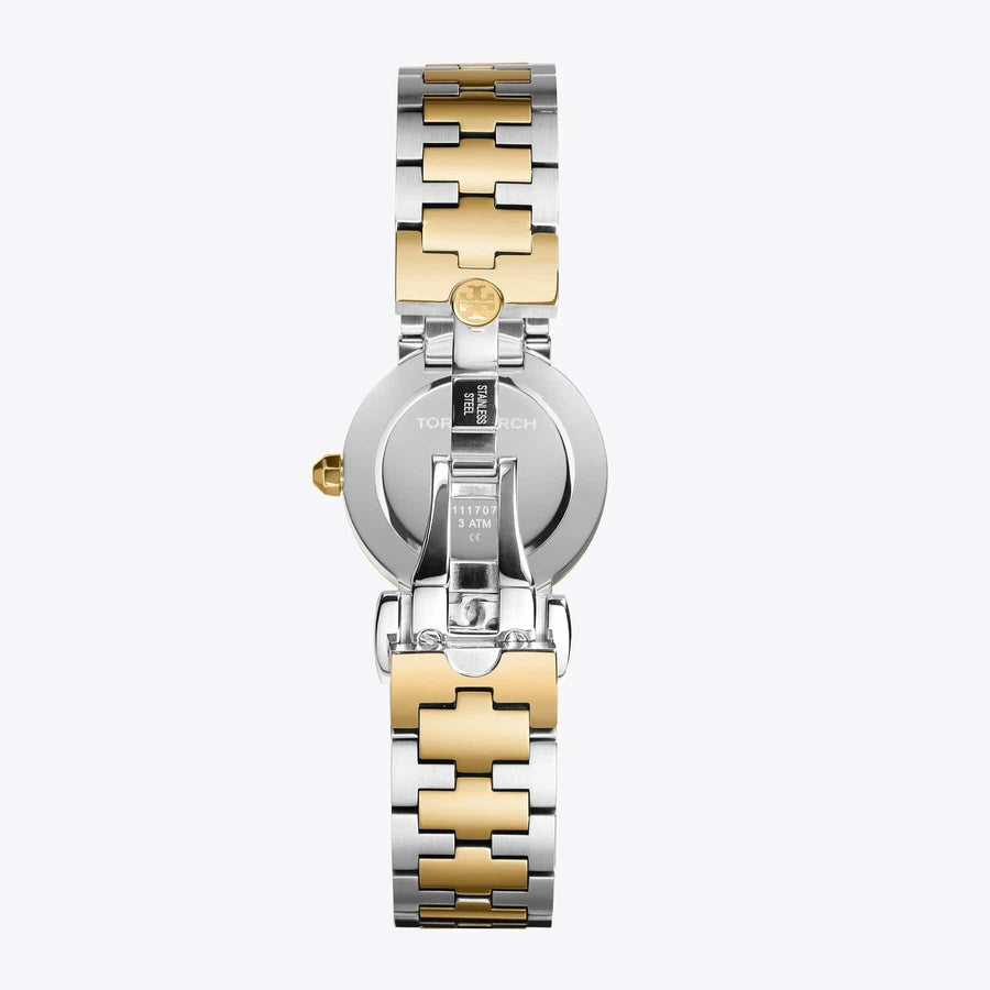 Tory Burch Reva Gold Dial Two Tone Steel Strap Watch for Women - TBW4016