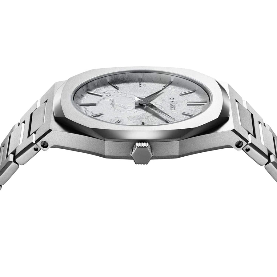 D1 Milano Pluto Ultra Thin Silver Dial Silver Steel Strap Watch for Men - D1-UTBJ18