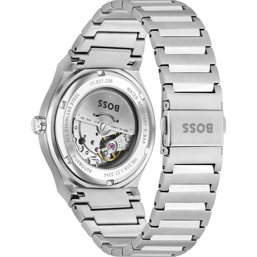 Hugo Boss Candor Automatic Black Dial Silver Steel Strap Watch for Men - 1514117