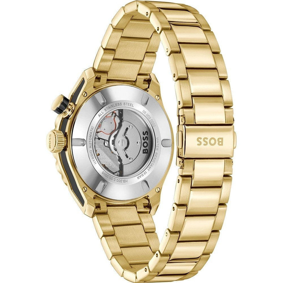 Hugo Boss Bossmatic Automatic Black Dial Gold Steel Strap Watch for Men - 1514180