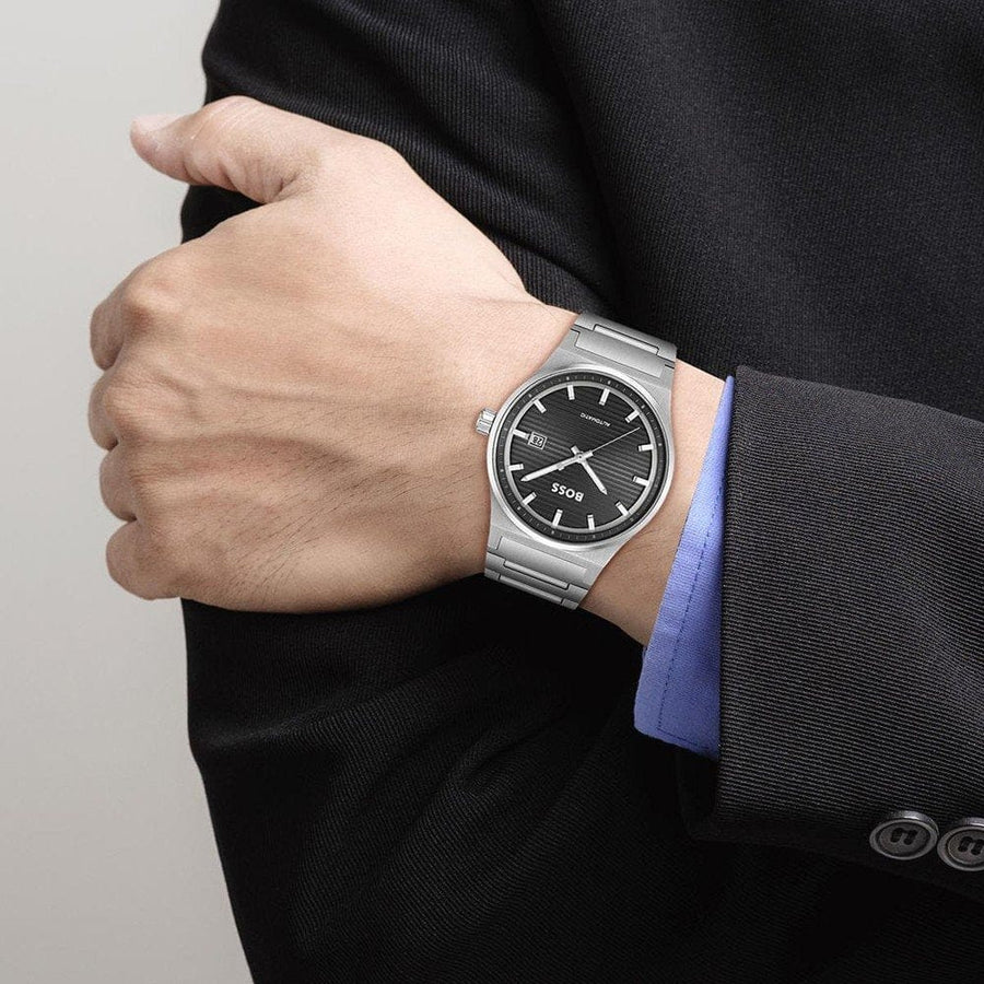 Hugo Boss Candor Automatic Black Dial Silver Steel Strap Watch for Men - 1514117
