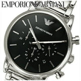 Emporio Armani Chronograph Black Dial Silver Steel Strap Watch For Men - AR1853