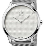 Calvin Klein Minimal White Dial Silver Mesh Bracelet Watch for Men - K3M2112Y