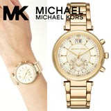 Michael Kors Sawyer White Dial Gold Steel Strap Watch for Women - MK6362