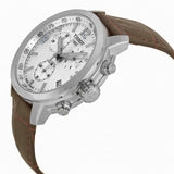 Tissot PRC 200 Chronograph Silver Dial Brown Leather Strap Watch For Men - T055.417.16.037.00