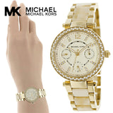 Michael Kors Parker Gold DIal Gold Steel Strap Watch for Women - MK5842