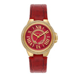 Michael Kors Camille Three-Hand Red Dial Red Leather Strap Watch for Women - MK4750