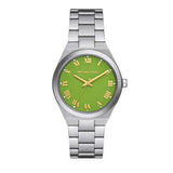 Michael Kors Lennox Three-Hand Green Dial Silver Steel Strap Watch for Women - MK7463