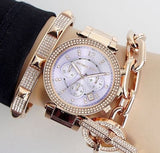 Michael Kors Parker Purple Dial Rose Gold Steel Strap Watch for Women - MK6169