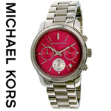 Michael Kors Runway Chronograph Pink Dial Silver Steel Strap Watch for Women - MK6160