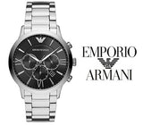 Emporio Armani Giovanni Chronograph Black Dial Silver Steel Strap Watch For Men - AR11208