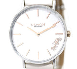 Coach Perry White Dial White Leather Strap Watch for Women - 14503117