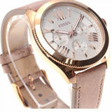 Fossil Cecile White Dial Beige Leather Strap Watch for Women - AM4532