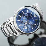 Emporio Armani Renato Chronograph Blue Dial Silver Steel Strap Watch For Men - AR2448