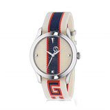 Gucci G Timeless Quartz White Dial Two Tone NATO Strap Watch For Men - YA1264071