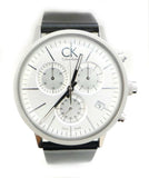 Calvin Klein Post Minimal White Dial Black Leather Strap Watch for Men - K7627120