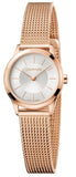 Calvin Klein Minimal White Dial Rose Gold Mesh Bracelet Watch for Women - K3M23626