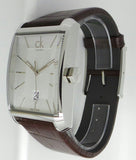 Calvin Klein Window Silver Dial Brown Leather Strap Watch for Men - K2M21126