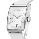 Calvin Klein Window White Dial White Leather Strap Watch for Men - K2M21120