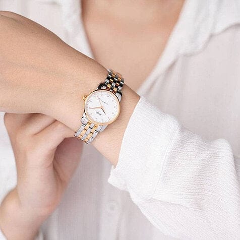 Mido Baroncelli III Automatic Mother of Pearl White Dial Two Tone Steel Strap Watch For Women - M7600.9.69.1