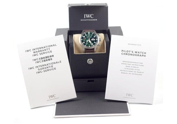 IWC Pilot's Watch Chronograph Edition Racing Green 43mm Green Dial Brown Leather Strap Watch for Men - IW377726
