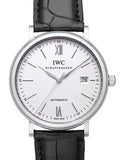 IWC Portofino Automatic White Dial Black Leather Strap Watch for Men - IW356501