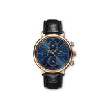 IWC Portofino Chronograph Blue Dial Black Leather Strap Watch for Men - IW391035