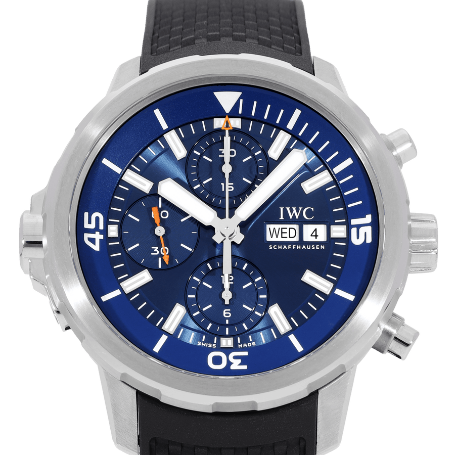 IWC Aquatimer Automatic Chronograph 44mm Blue Dial Black Rubber Strap Watch for Men - IW376805