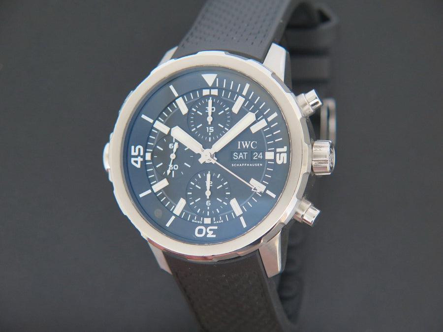 IWC Aquatimer Chronograph Black Dial Black Leather Strap Watch for Men - IW376803