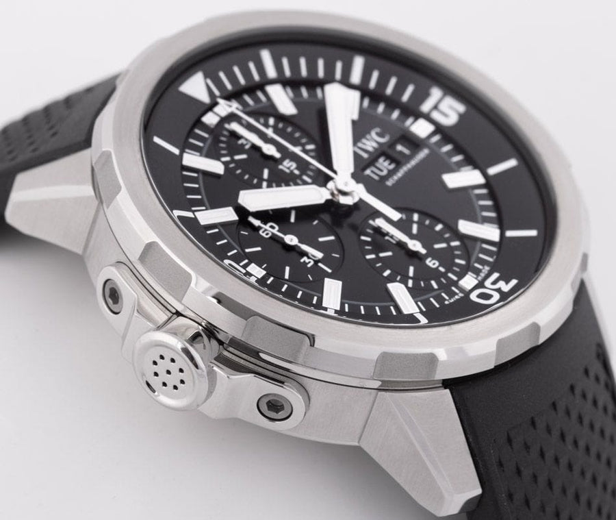 IWC Aquatimer Chronograph Black Dial Black Leather Strap Watch for Men - IW376803