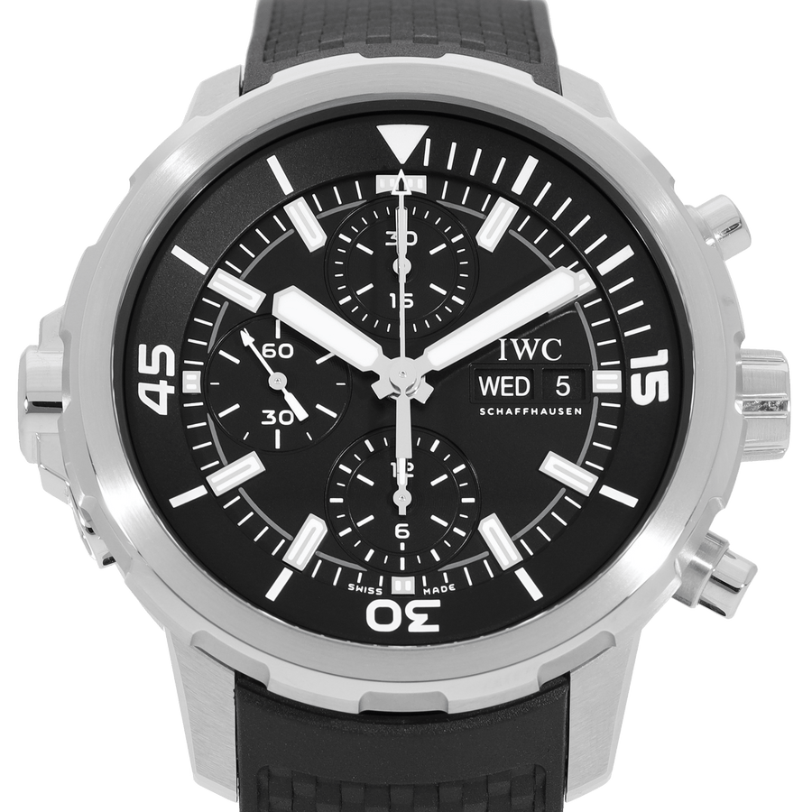 IWC Aquatimer Chronograph Black Dial Black Leather Strap Watch for Men - IW376803