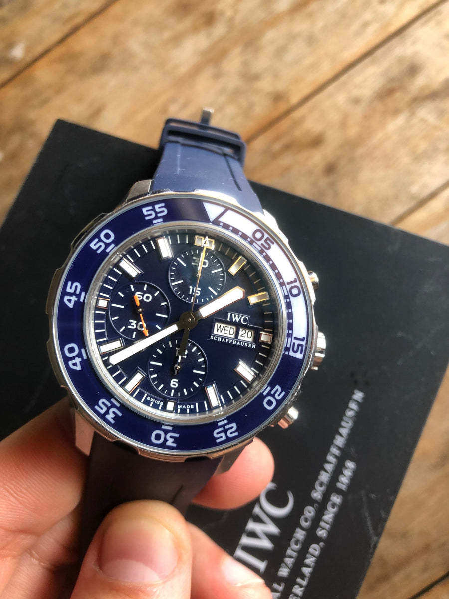 IWC Aquatimer Chronograph Blue Dial Blue Rubber Strap Watch for Men - IW376711
