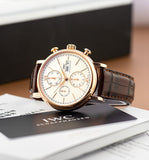 IWC Portofino Chronograph 42mm White Dial Brown Leather Strap Watch for Men - IW391025