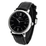 IWC Portofino Automatic Black Dial Black Leather Strap Watch for Men - IW356502