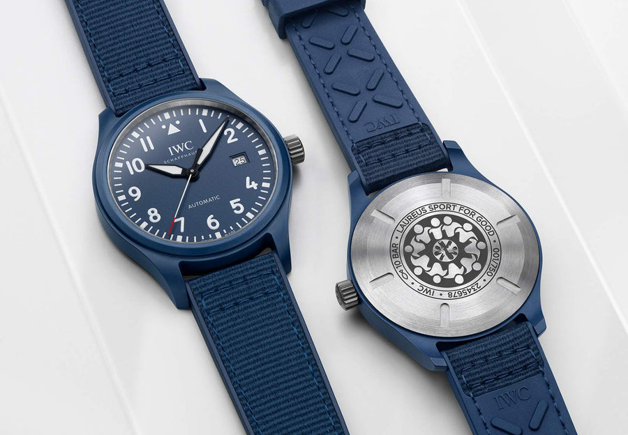 IWC Pilot’s Watch Automatic "Laureus Sport for Good" Edition Blue Dial Blue Nylon Strap Watch for Men - IW328101