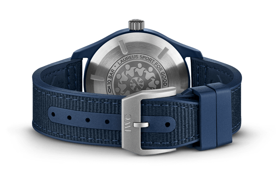IWC Pilot’s Watch Automatic "Laureus Sport for Good" Edition Blue Dial Blue Nylon Strap Watch for Men - IW328101