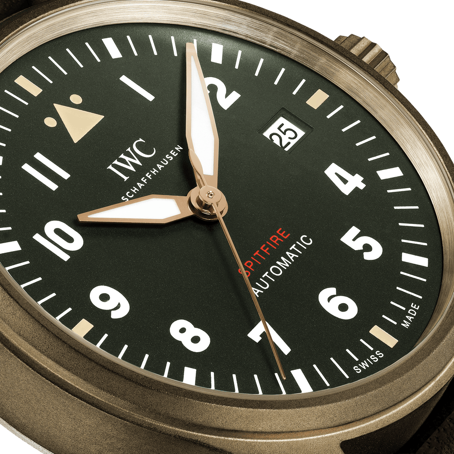 IWC Pilot's Watch Automatic Spitfire Green Dial Brown Leather Strap Watch for Men - IW326802