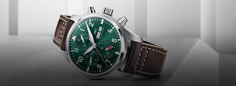 IWC Pilot's Watch Chronograph Edition Racing Green 43mm Green Dial Brown Leather Strap Watch for Men - IW377726