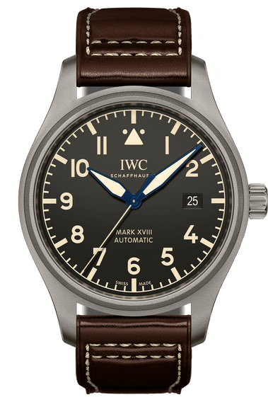 IWC Pilot's Watch Mark XVIII 40mm Black Dial Brown Leather Strap Watch for Men - IW327006