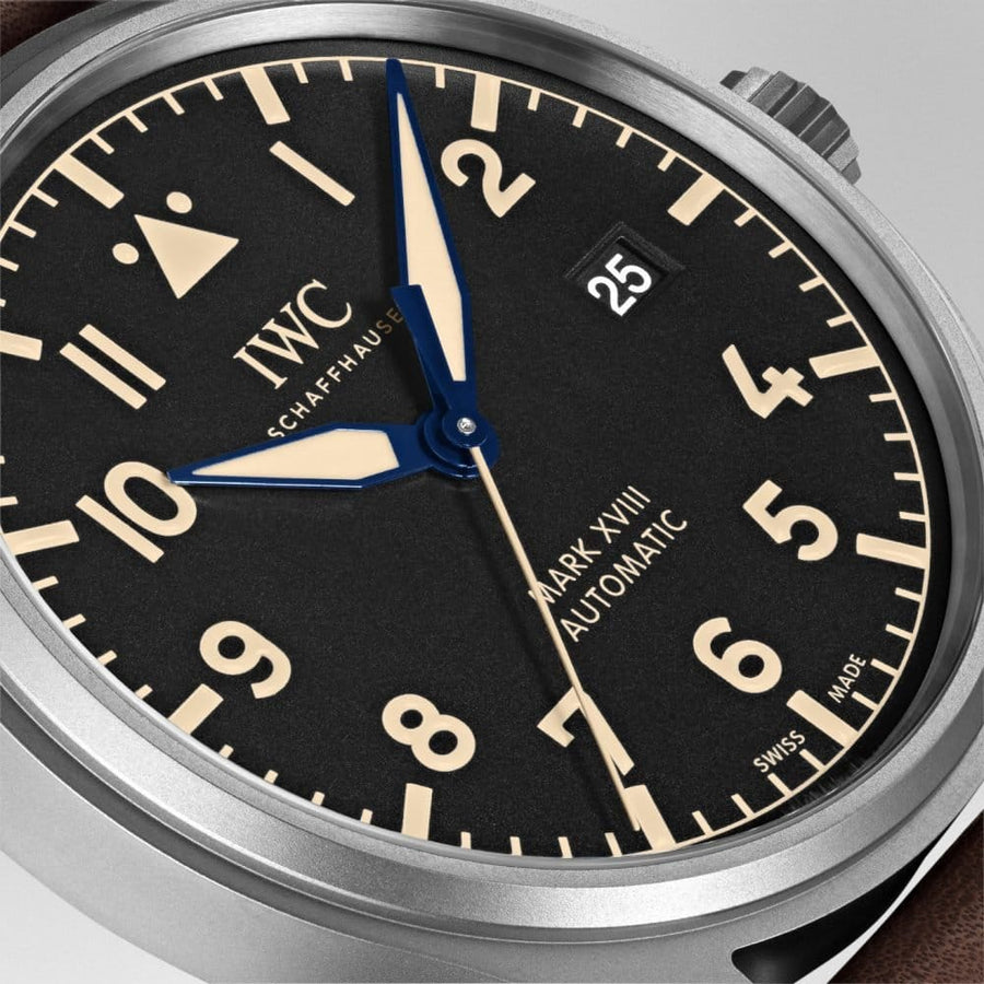 IWC Pilot's Watch Mark XVIII 40mm Black Dial Brown Leather Strap Watch for Men - IW327006