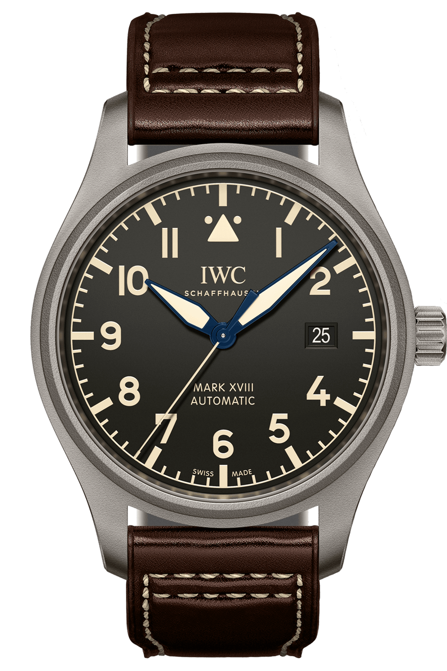IWC Pilot's Watch Mark XVIII 40mm Black Dial Brown Leather Strap Watch for Men - IW327006