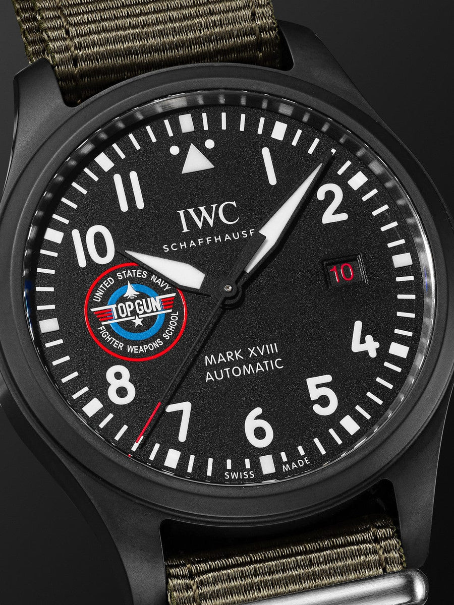 IWC Pilot’s Watch Mark XVIII Top Gun Edition “SFTI” Black Dial Green Nylon Strap Watch for Men - IW324712