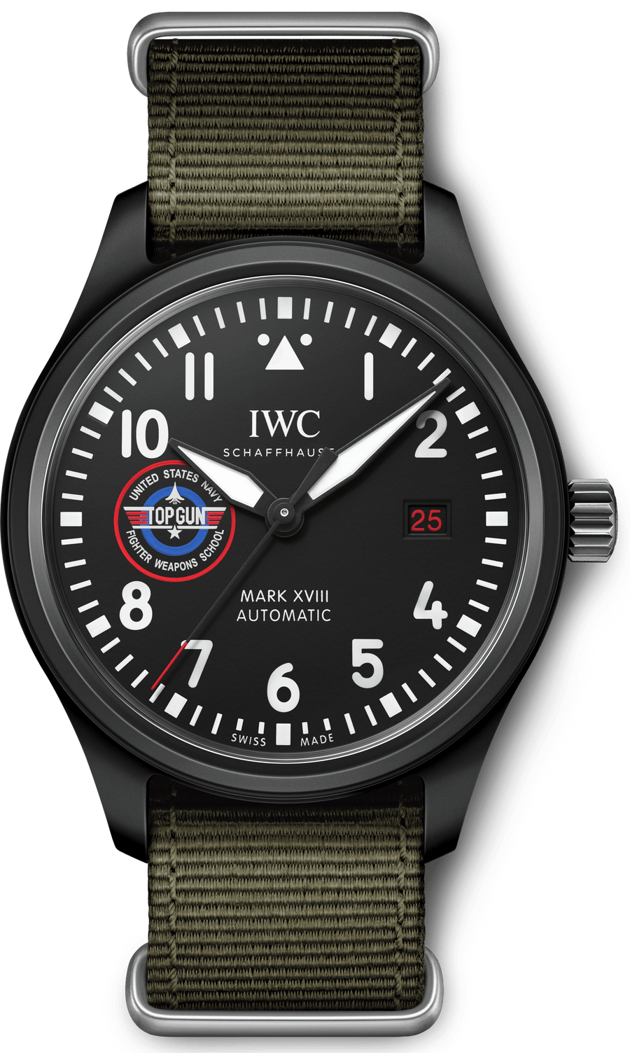 IWC Pilot’s Watch Mark XVIII Top Gun Edition “SFTI” Black Dial Green Nylon Strap Watch for Men - IW324712