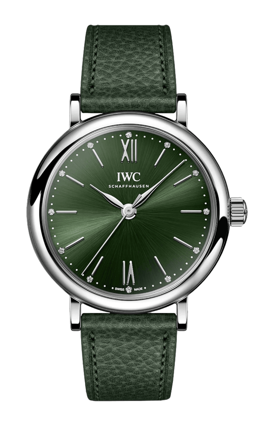 IWC Portofino Automatic Automatic Green Dial Green Leather Strap Watch for Women - IW357412