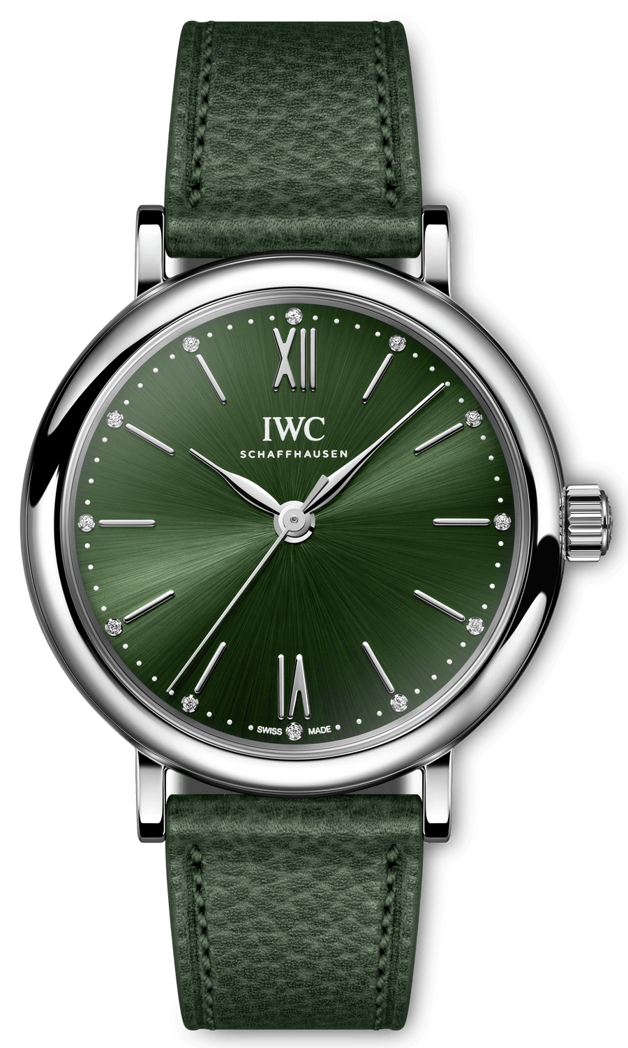IWC Portofino Automatic Automatic Green Dial Green Leather Strap Watch for Women - IW357412