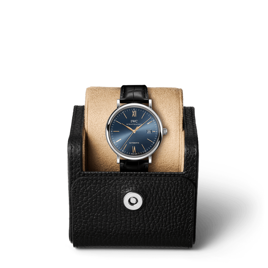 IWC Portofino Automatic Blue Dial Black Leather Strap Watch for Men - IW356523