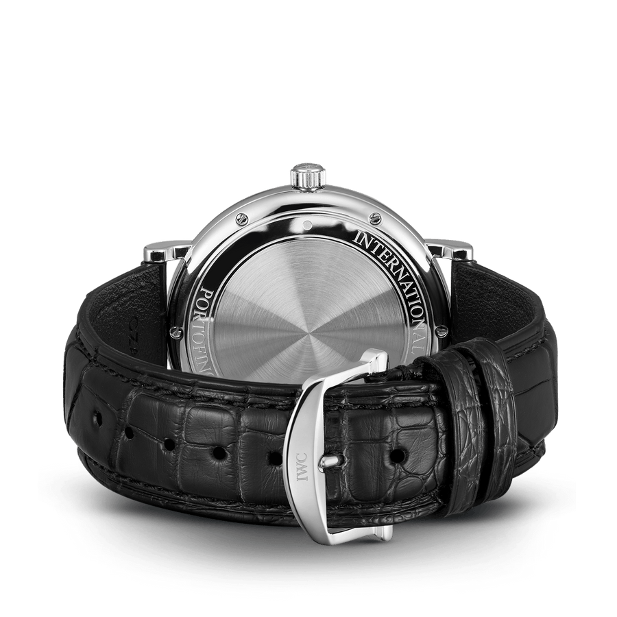 IWC Portofino Automatic Blue Dial Black Leather Strap Watch for Men - IW356523