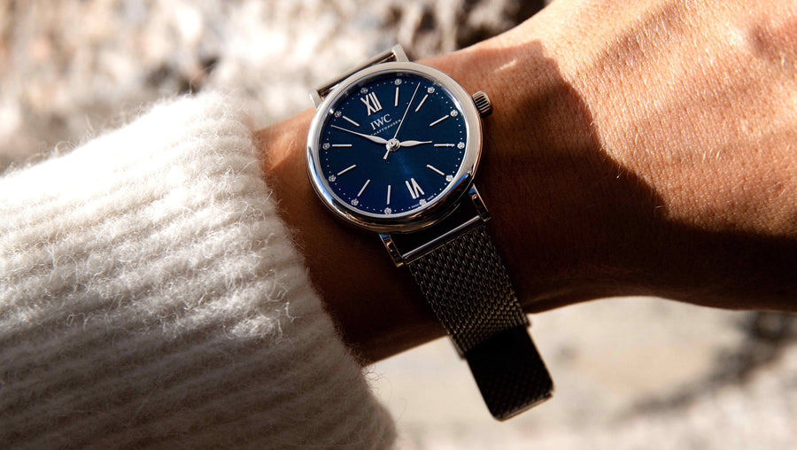 IWC Portofino Automatic Blue Dial Silver Mesh Bracelet Watch for Women - IW357404